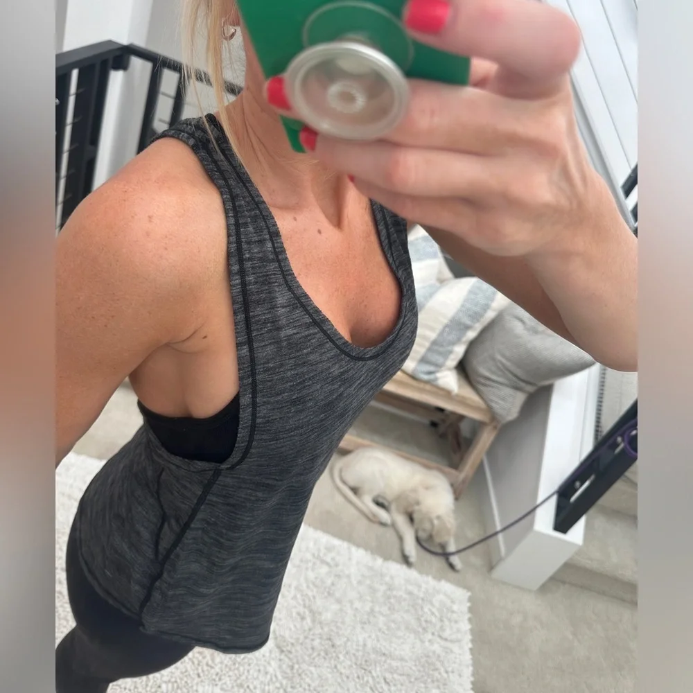 Lululemon Essential Charcoal Gray Racerback Active Tank Top Stylish Yoga Size 6 - Picture 6 of 12